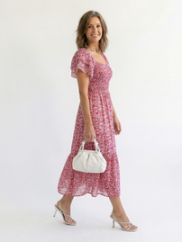 Odette | Off Shoulder Floral Smocked Midi Dress