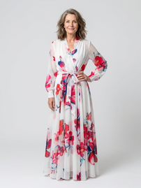 Lillian | Floral Long Sleeve Wrap Maxi Dress